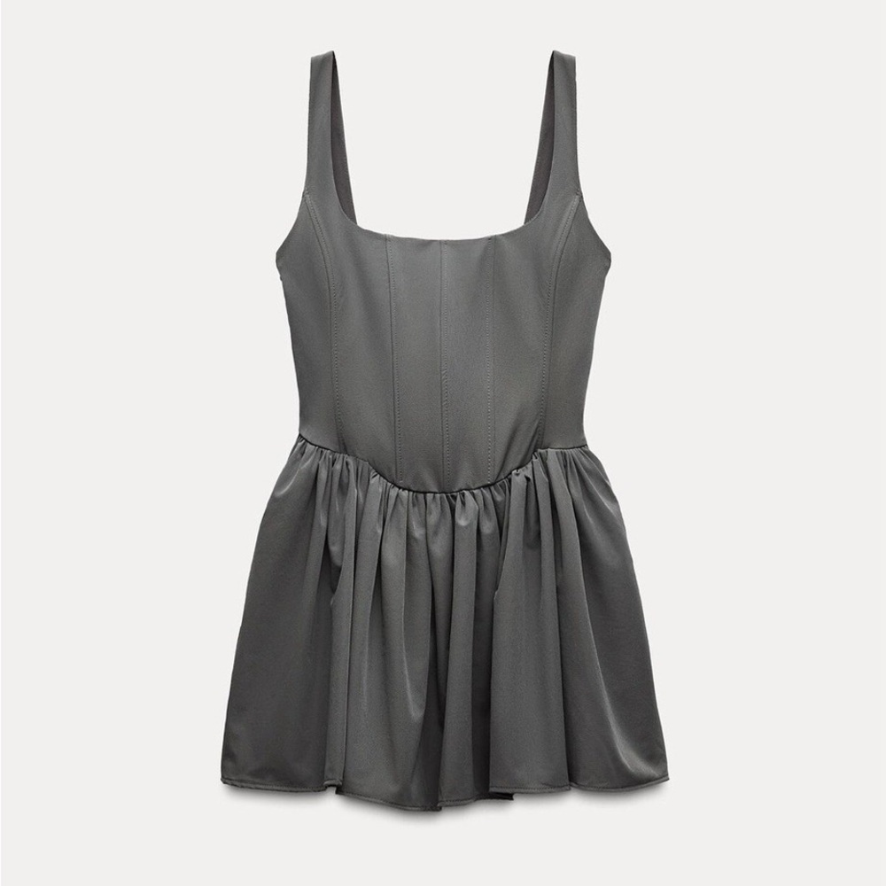 Sleeveless Grey Fit-and-Flare Dress